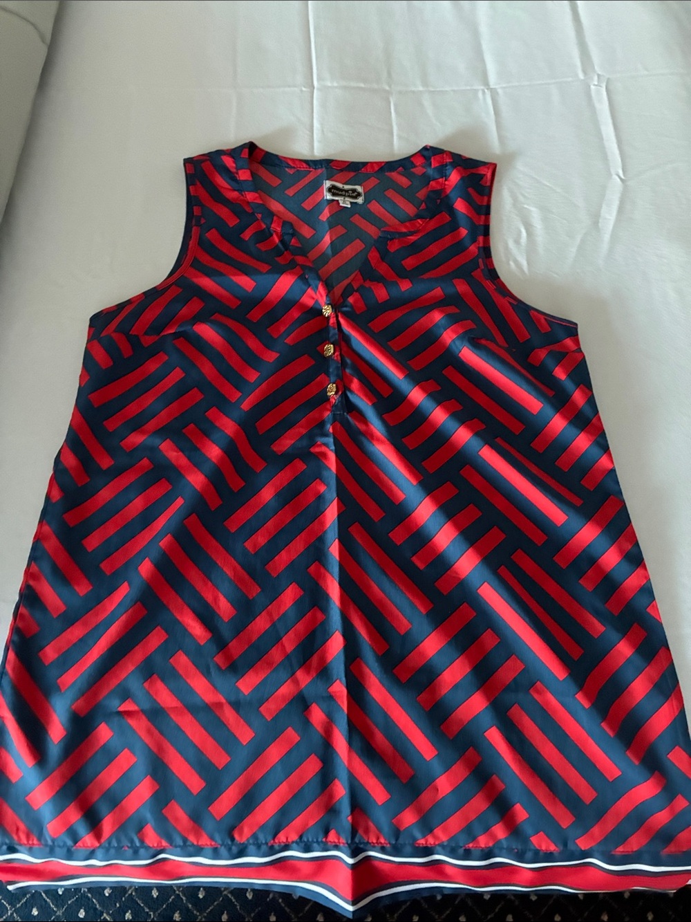 Mud Pie Sleeveless Geometric Stripe shirts